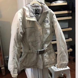 North Face White Ski Coat with Belt